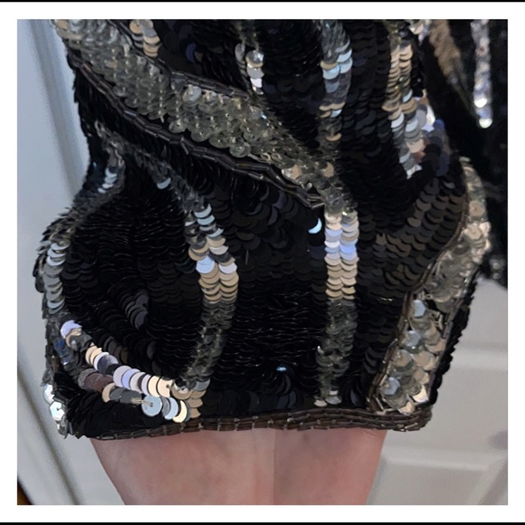 SOLD ON ETSY Vintage 90s Black & Silver Sequined Trophy Jacket - Picture 6 of 7